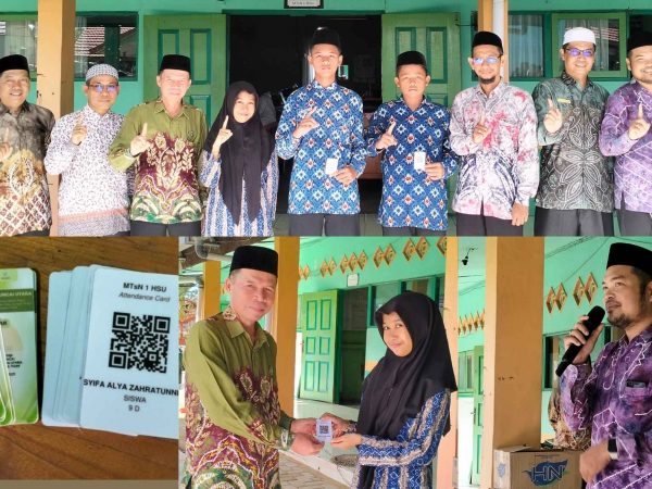 Siswa MTsN 1 HSU Terima Kartu Barcode Absensi Digital Versi Terbaru