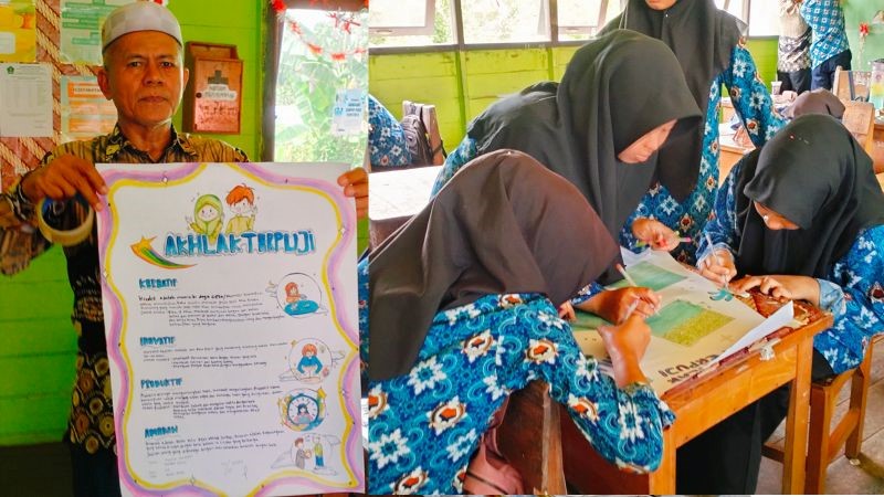Siswa MTsN 1 HSU Ciptakan Poster Akhlak Terpuji melalui Pembelajaran Berbasis Proyek