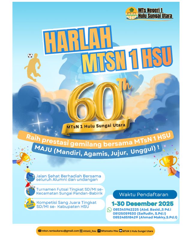 MTsN 1 HSU Gelar Rangkaian Peringatan Harlah Ke-60 dengan Tiga Agenda Utama