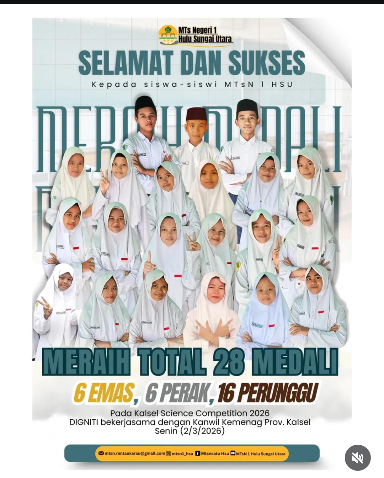 MTsN 1 HSU Borong 28 Medali di Kalsel Science Competition, Buktikan Madrasah Bisa Berprestasi MTsN 1 HSU Borong 28 Medali di Kalsel Science Competition, Buktikan Madrasah Bisa Berprestasi