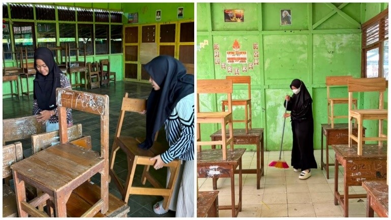 Jelang MATAMUDA 2026, Wali Kelas VII dan OSIM MTsN 1 HSU Gotong Royong Bersihkan Ruang Kelas dan Fasilitas Madrasah Jelang MATAMUDA 2026, Wali Kelas VII dan OSIM MTsN 1 HSU Gotong Royong Bersihkan Ruang Kelas dan Fasilitas Madrasah