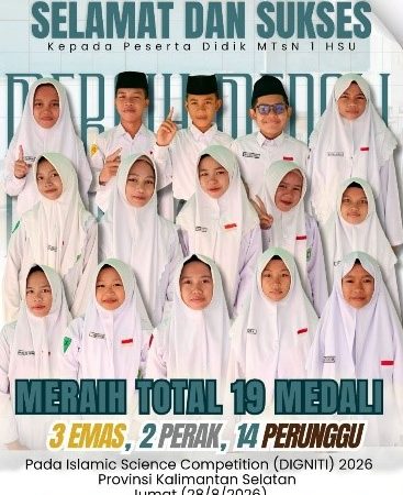 15 Murid MTsN 1 HSU Borong Medali di Ajang Islamic Science Competition Digniti Kalimantan Selatan 15 Murid MTsN 1 HSU Borong Medali di Ajang Islamic Science Competition Digniti Kalimantan Selatan